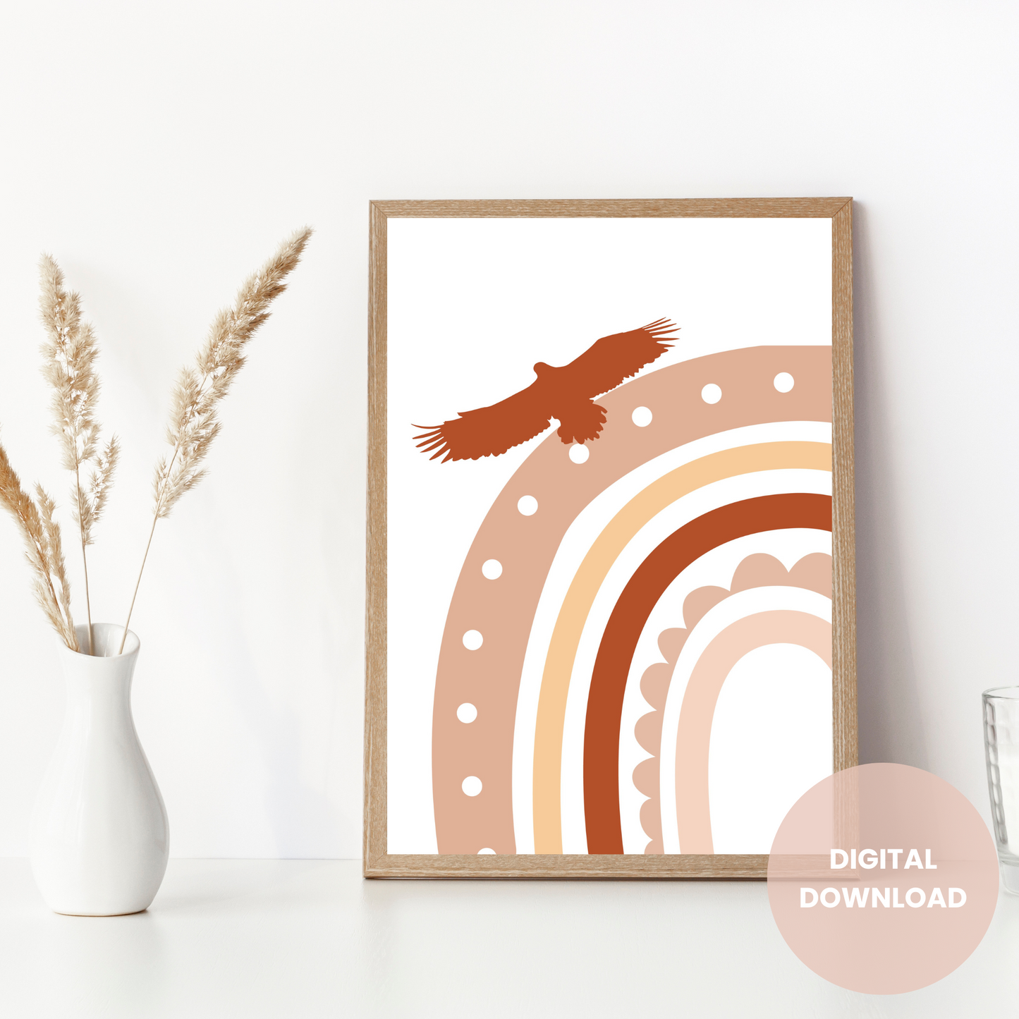 Rainbow with eagle art bedroom wall decor - Printable