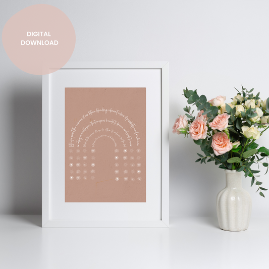 Hopeful Blooms - Pink Rainbow of Quotes Wall Collage Poster