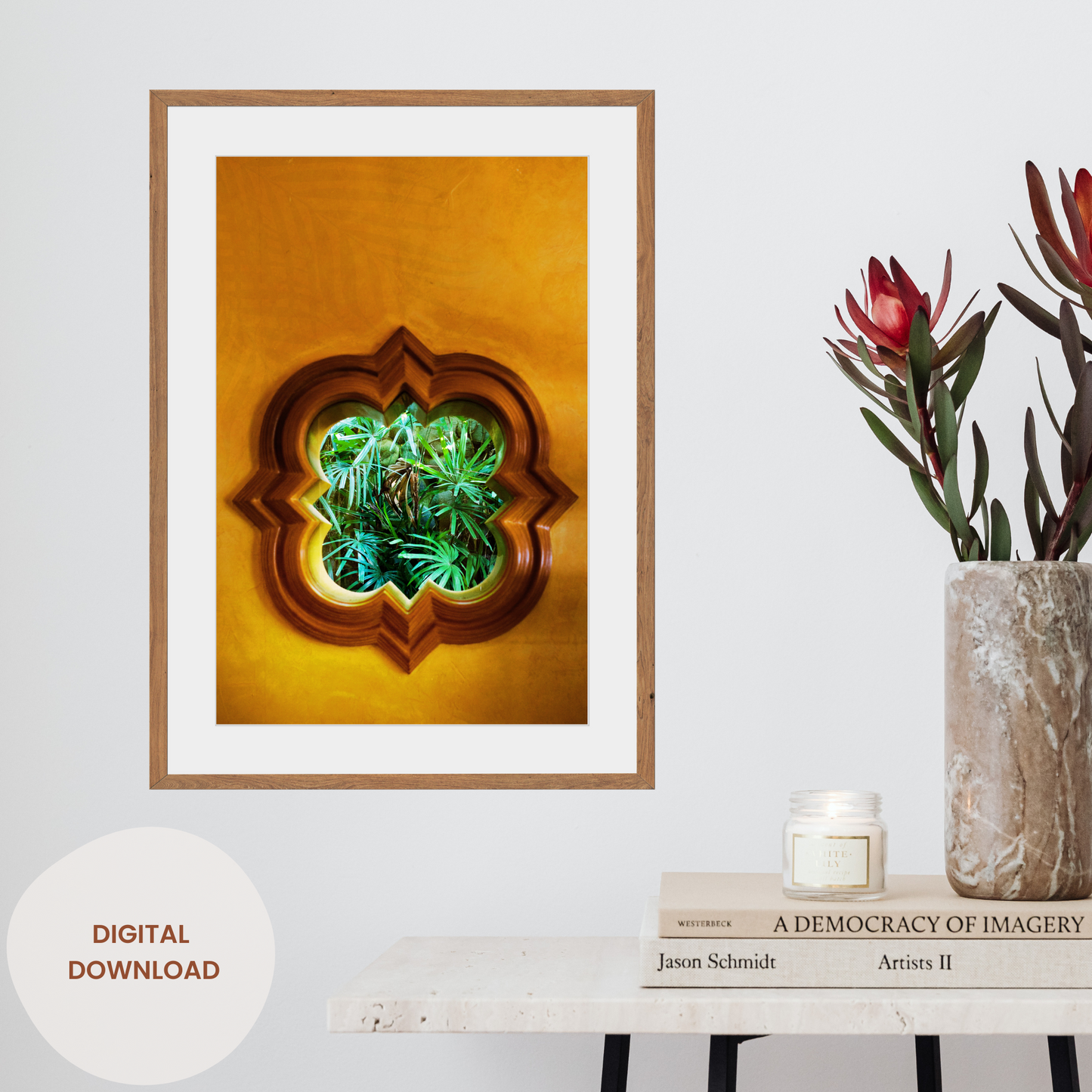 Golden Reverie: A Mustard-Hued Journey Printable Wall Art Collection