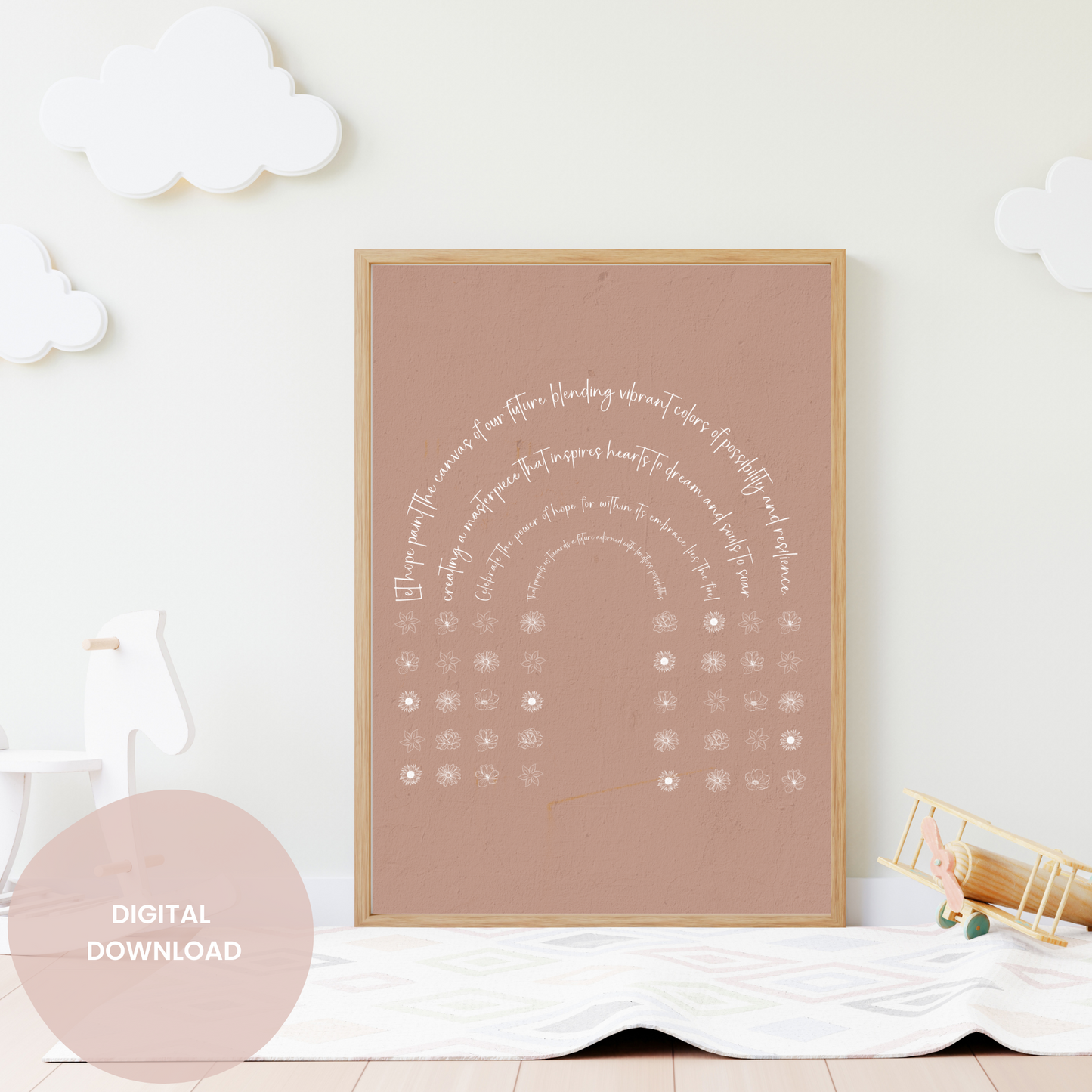 Hopeful Blooms - Pink Rainbow of Quotes Wall Collage Poster
