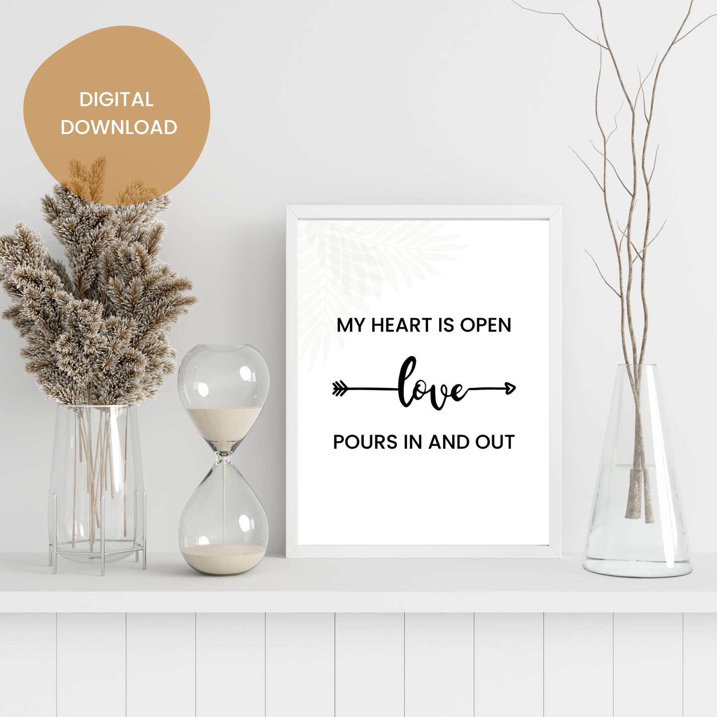 Open Heart, Open Mind Motivational Love Quote - Printable Wall Art