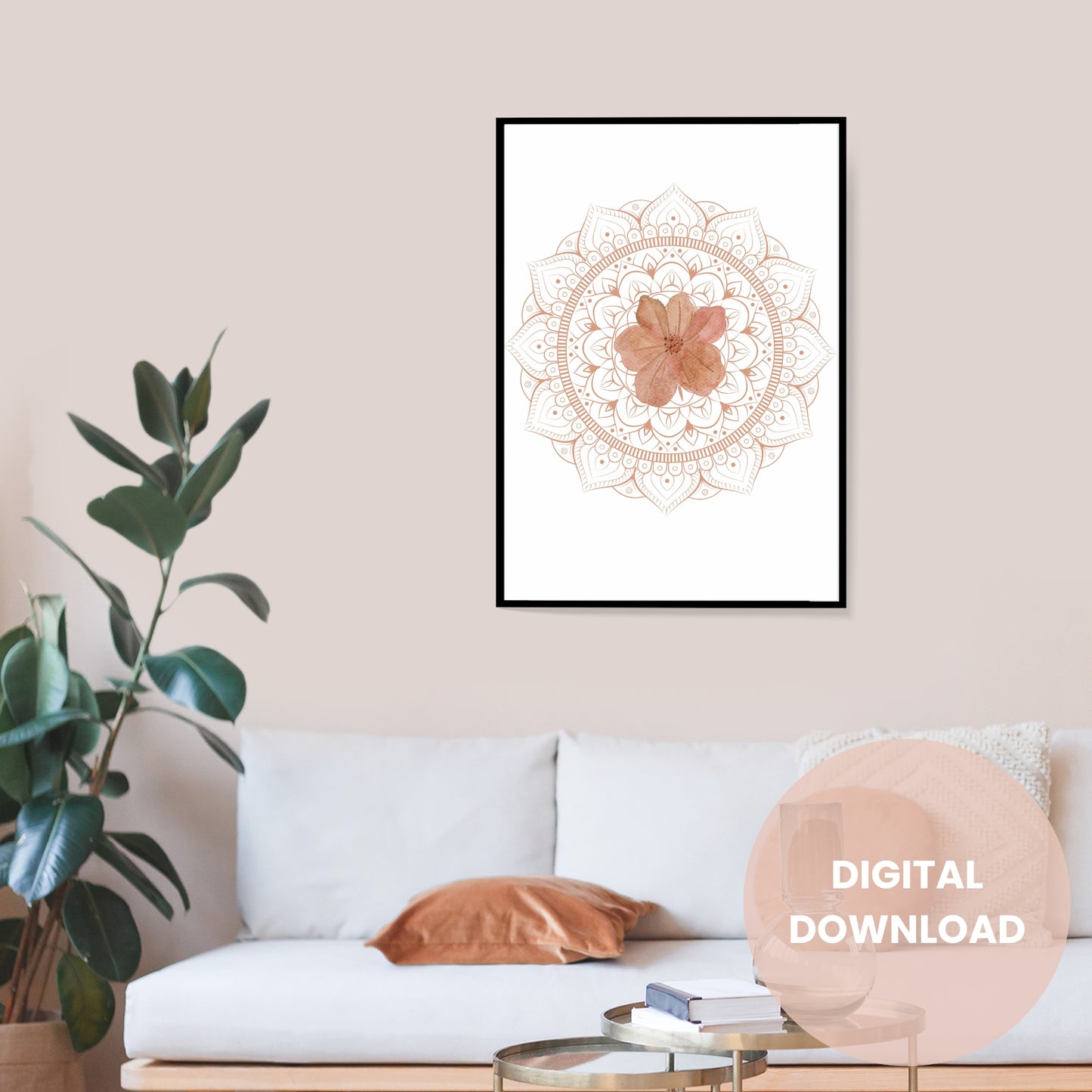 Floral Mandala modern wall art decor - Printable