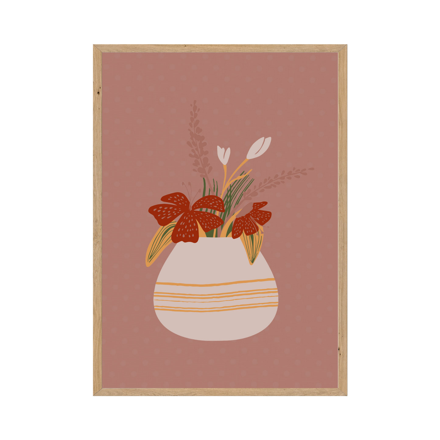 Graphic Vase with Pink Flowers Wall Collage Poster - Artful Floral Elegance