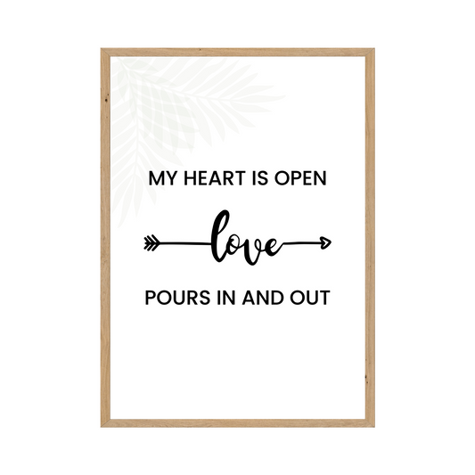 Open Heart, Open Mind Motivational Love Quote - Printable Wall Art