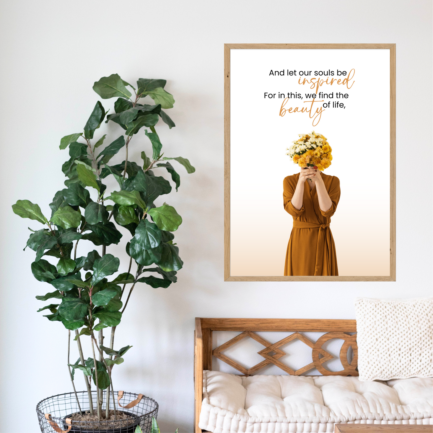 Art Printable of a Woman with Flowers in Living room