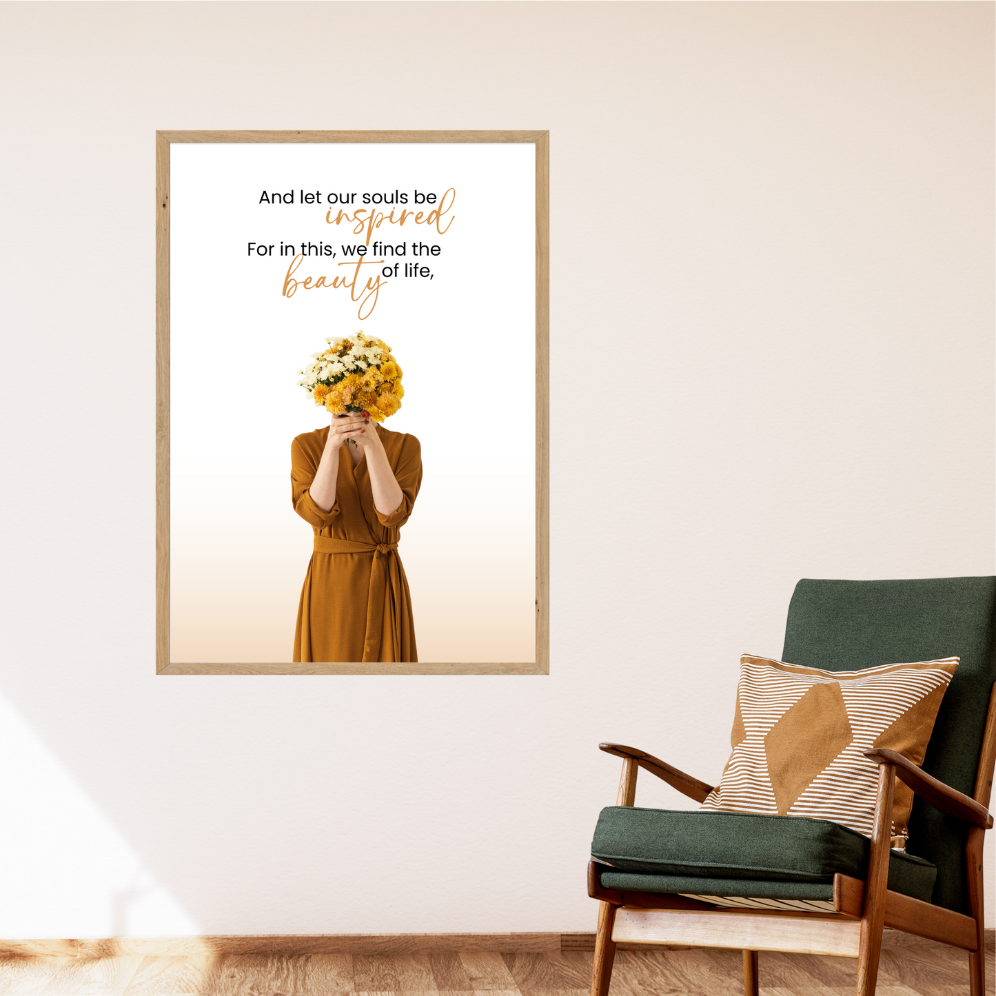 Art Printable of a Woman with Flowers in Reading Area