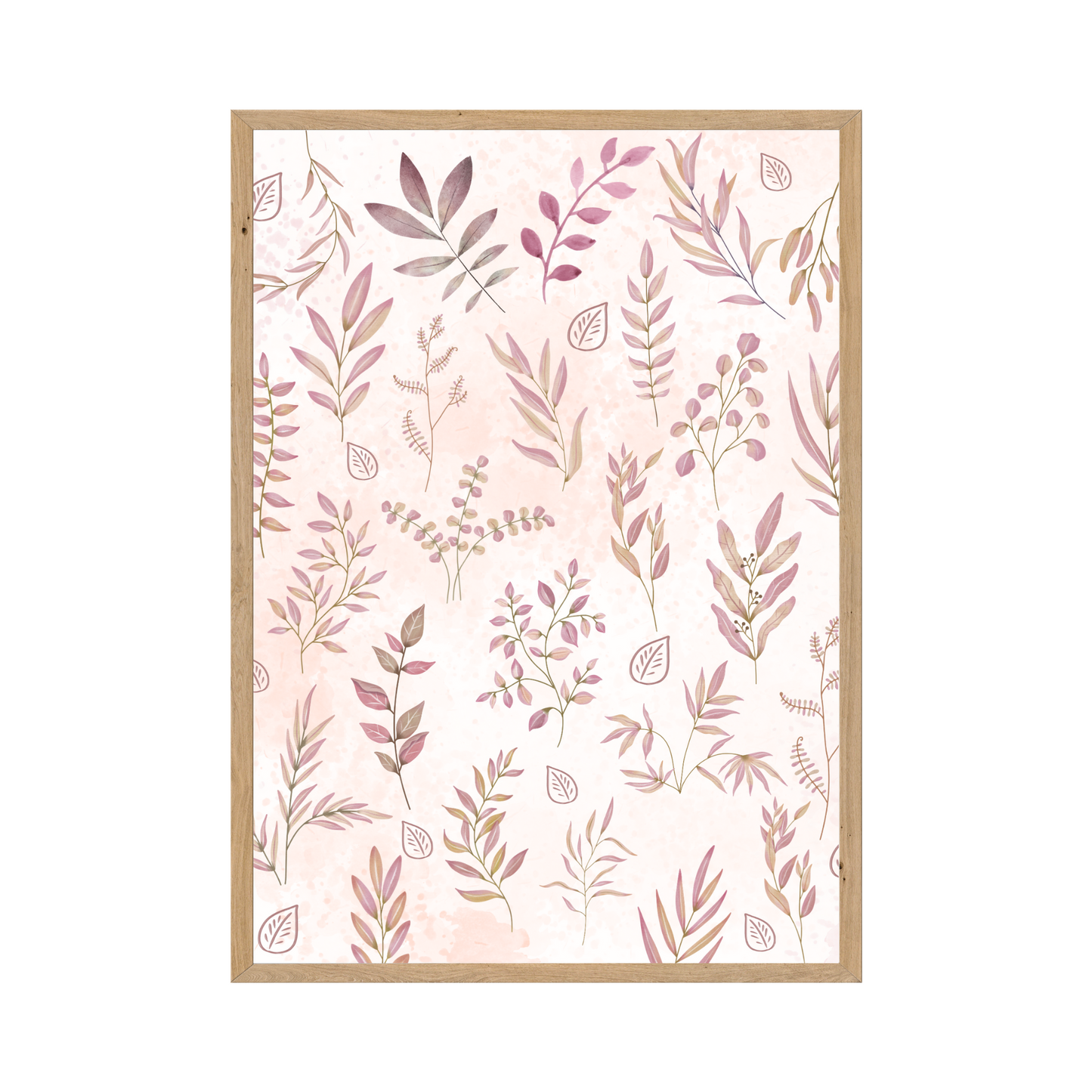 Watercolored Pink Leaves Wall Collage Poster - Serene Nature-Inspired Decor
