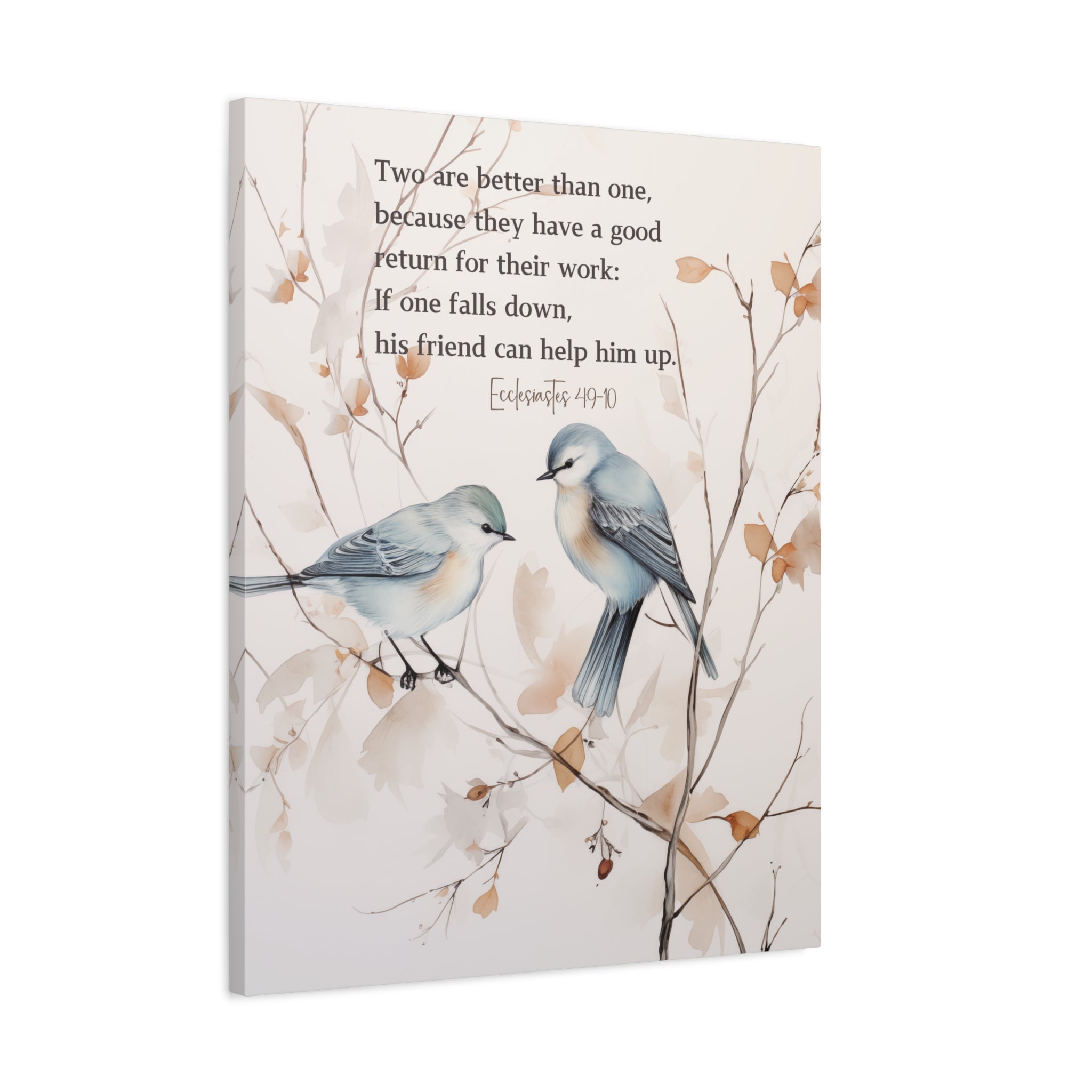 Elegant Canvas Art with Bible Verse: Two Birds on a Branch