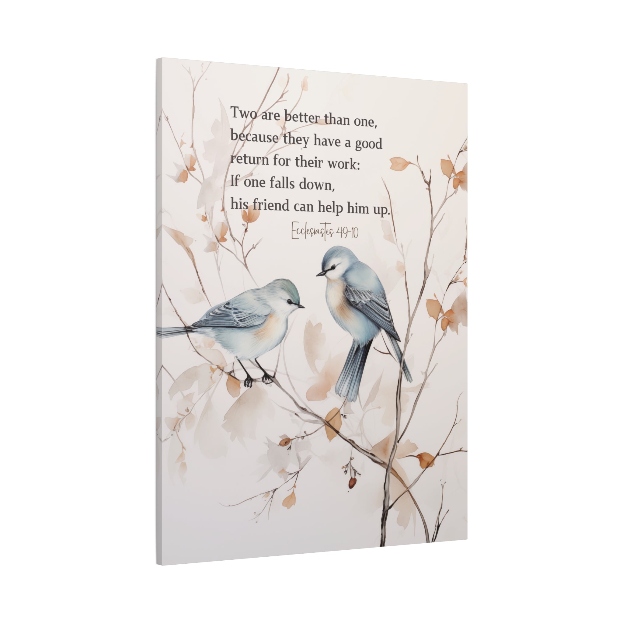 Elegant Canvas Art with Bible Verse: Two Birds on a Branch