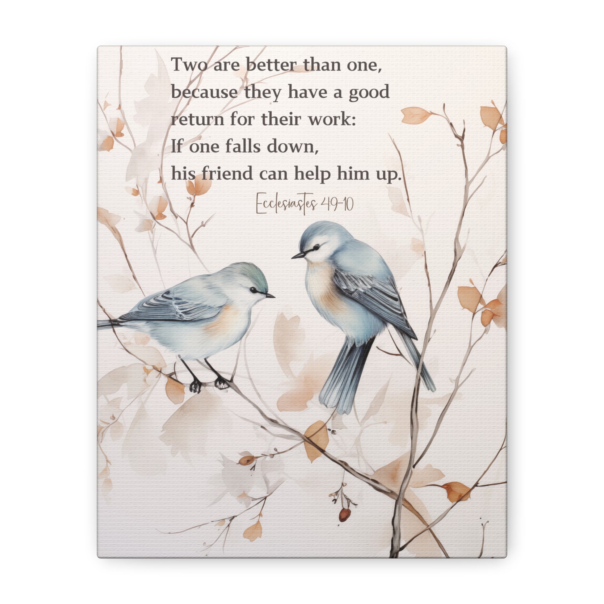 Elegant Canvas Art with Bible Verse: Two Birds on a Branch