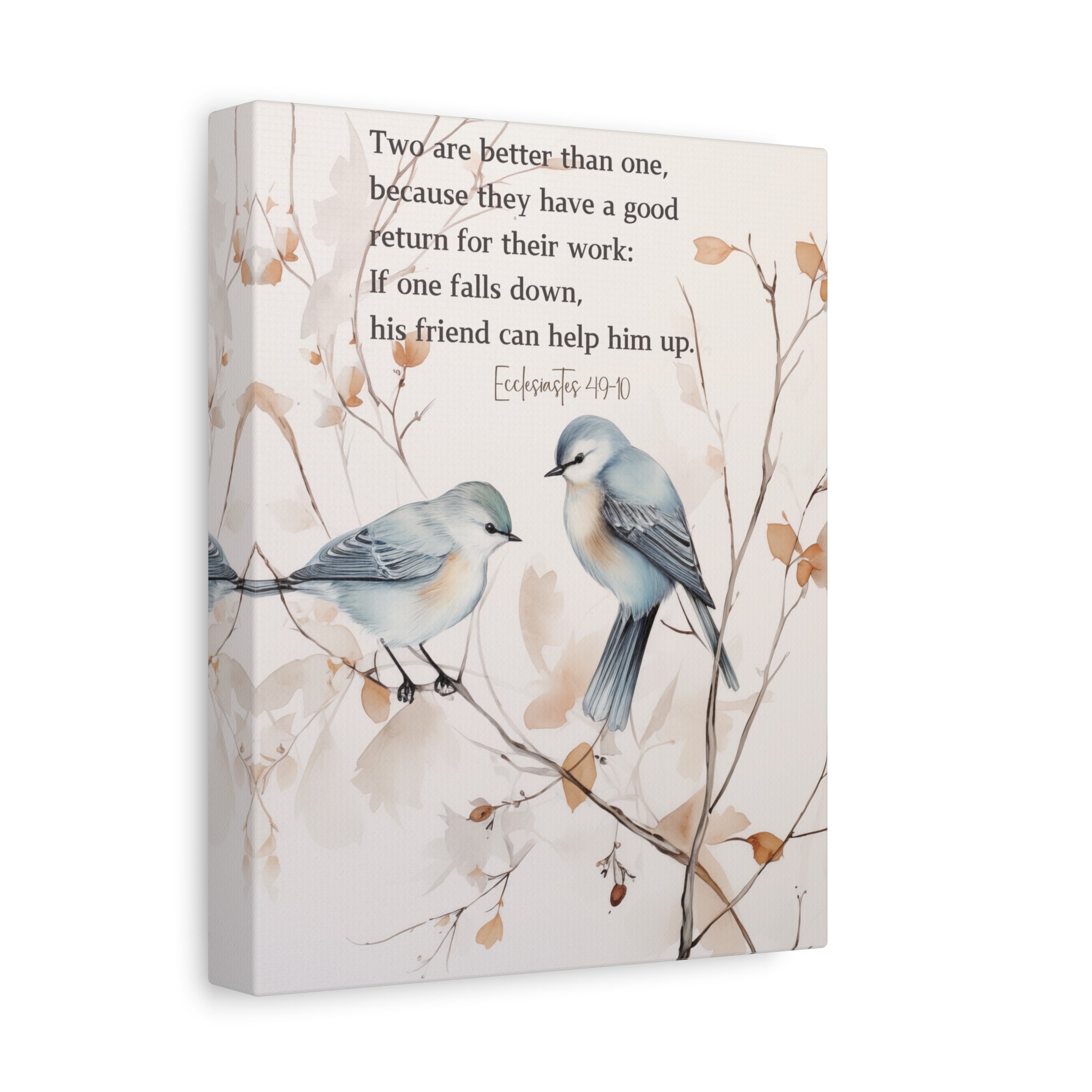 Elegant Canvas Art with Bible Verse: Two Birds on a Branch