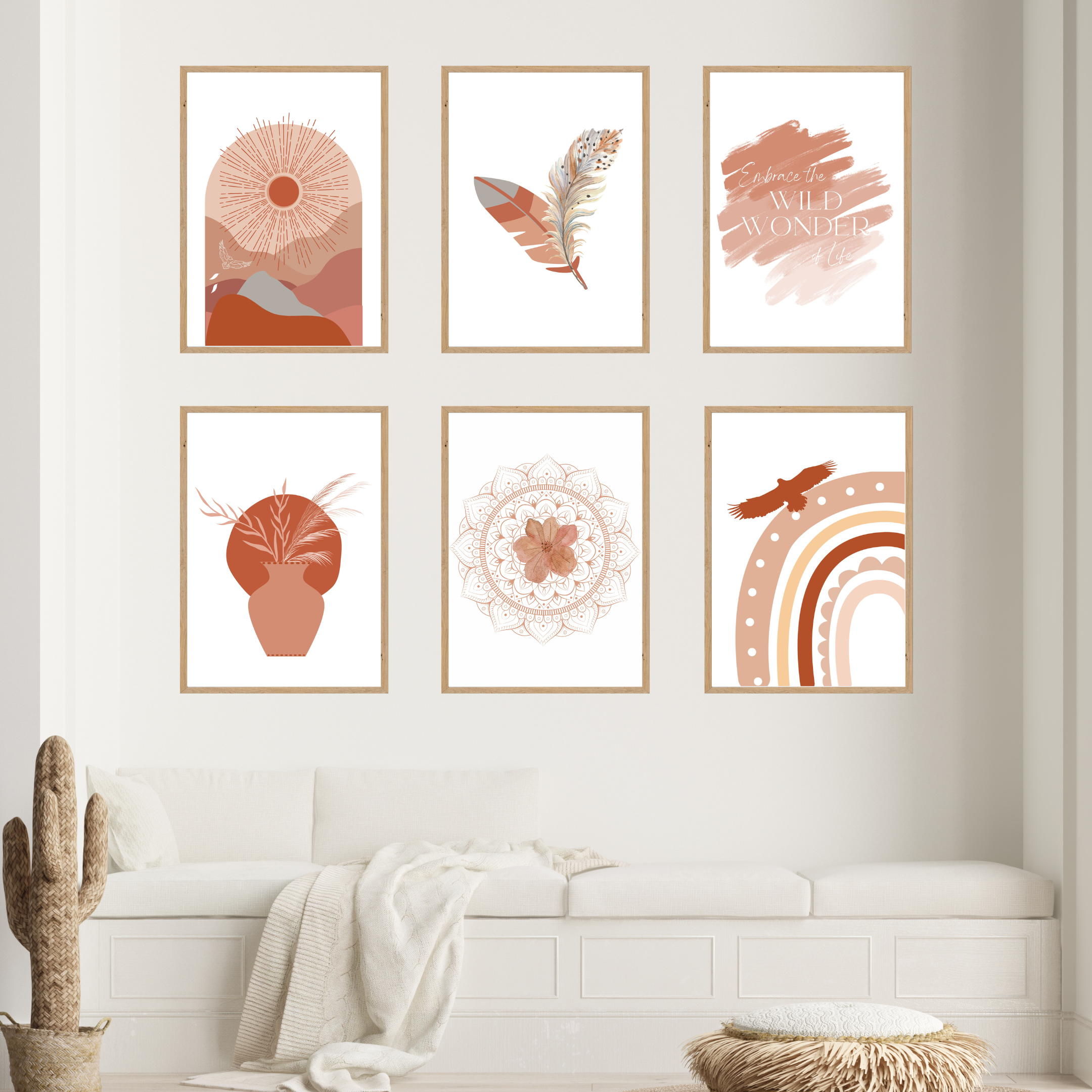 Soar Shades of Pink Modern Art Abstract Collage Collection Set of 7 ...