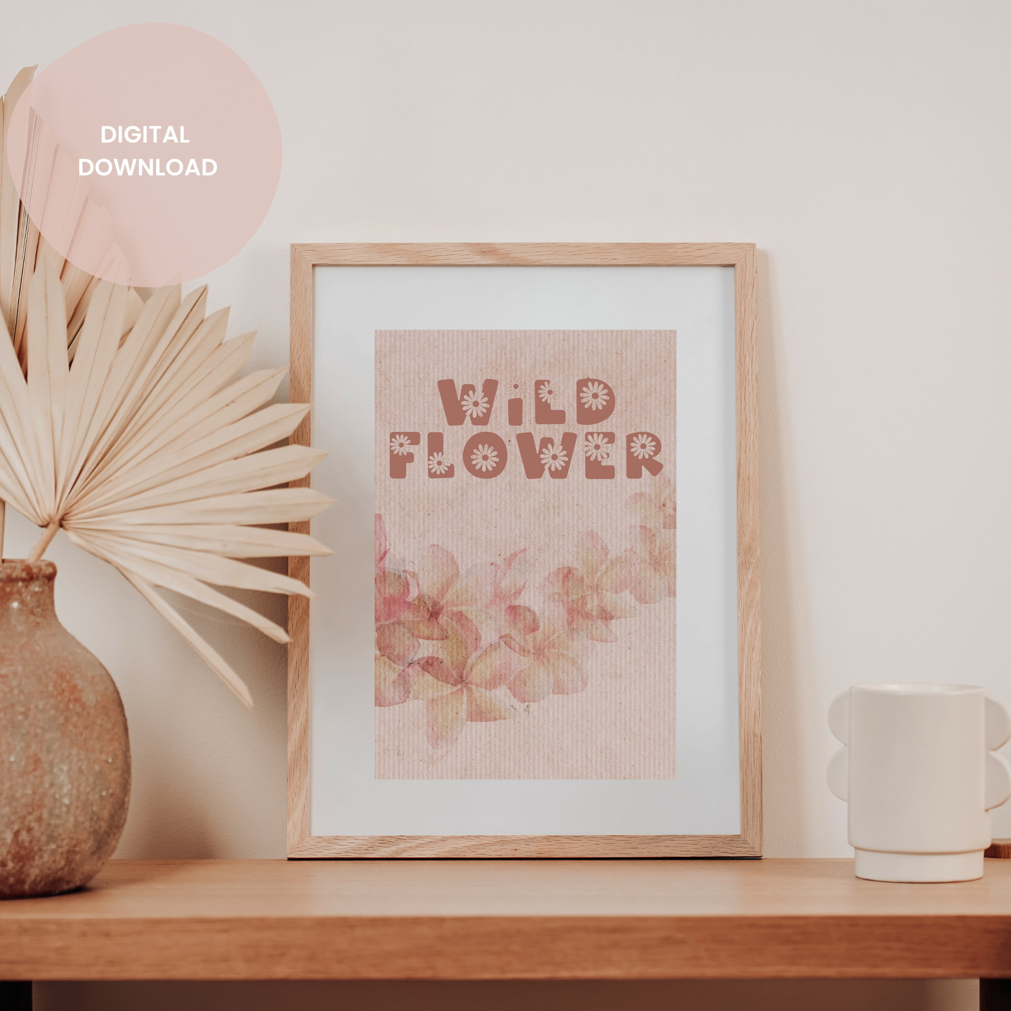 Wild Flower Wall Collage Poster - Whimsical Graphic for Artful Decor