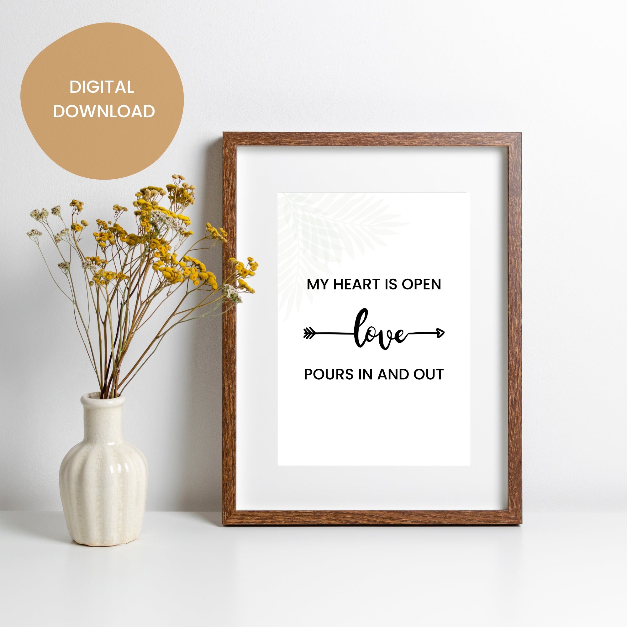 Open Heart, Open Mind Motivational Love Quote - Printable Wall Art