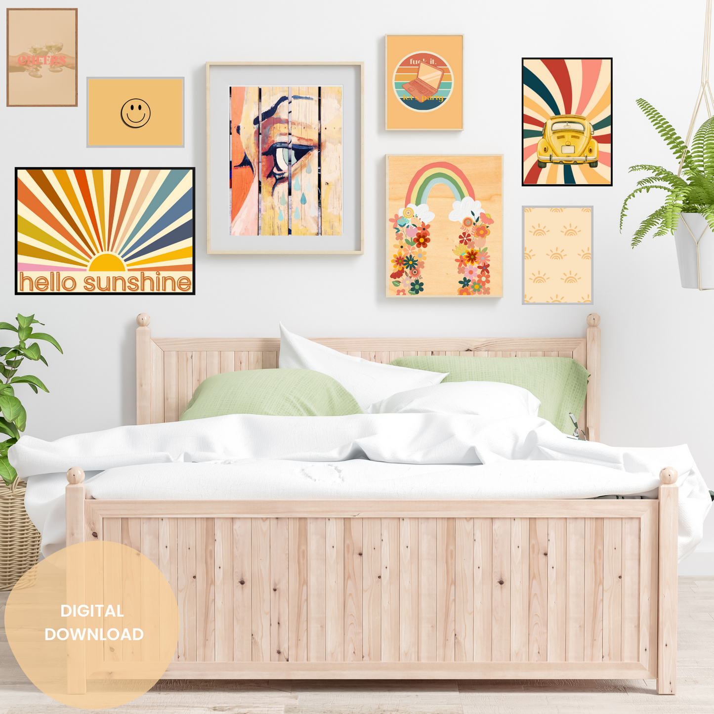 Hello Sunshine Rays - Retro College Life Art | Dorm Room Poster