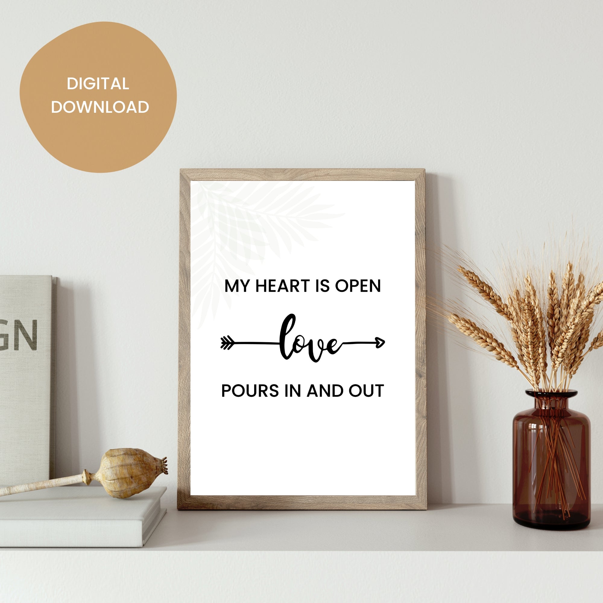 Open Heart, Open Mind Motivational Love Quote - Printable Wall Art