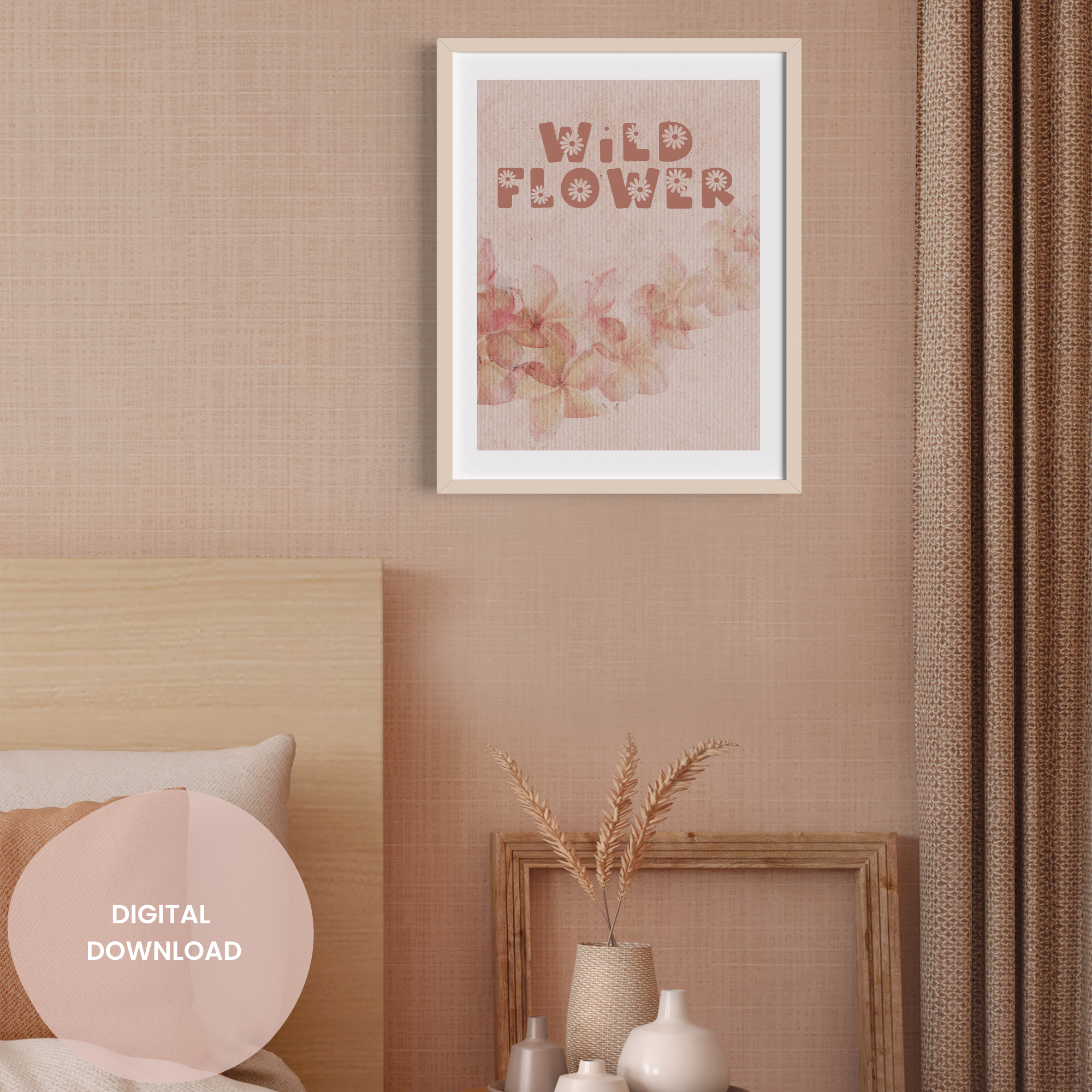 Wild Flower Wall Collage Poster - Whimsical Graphic for Artful Decor
