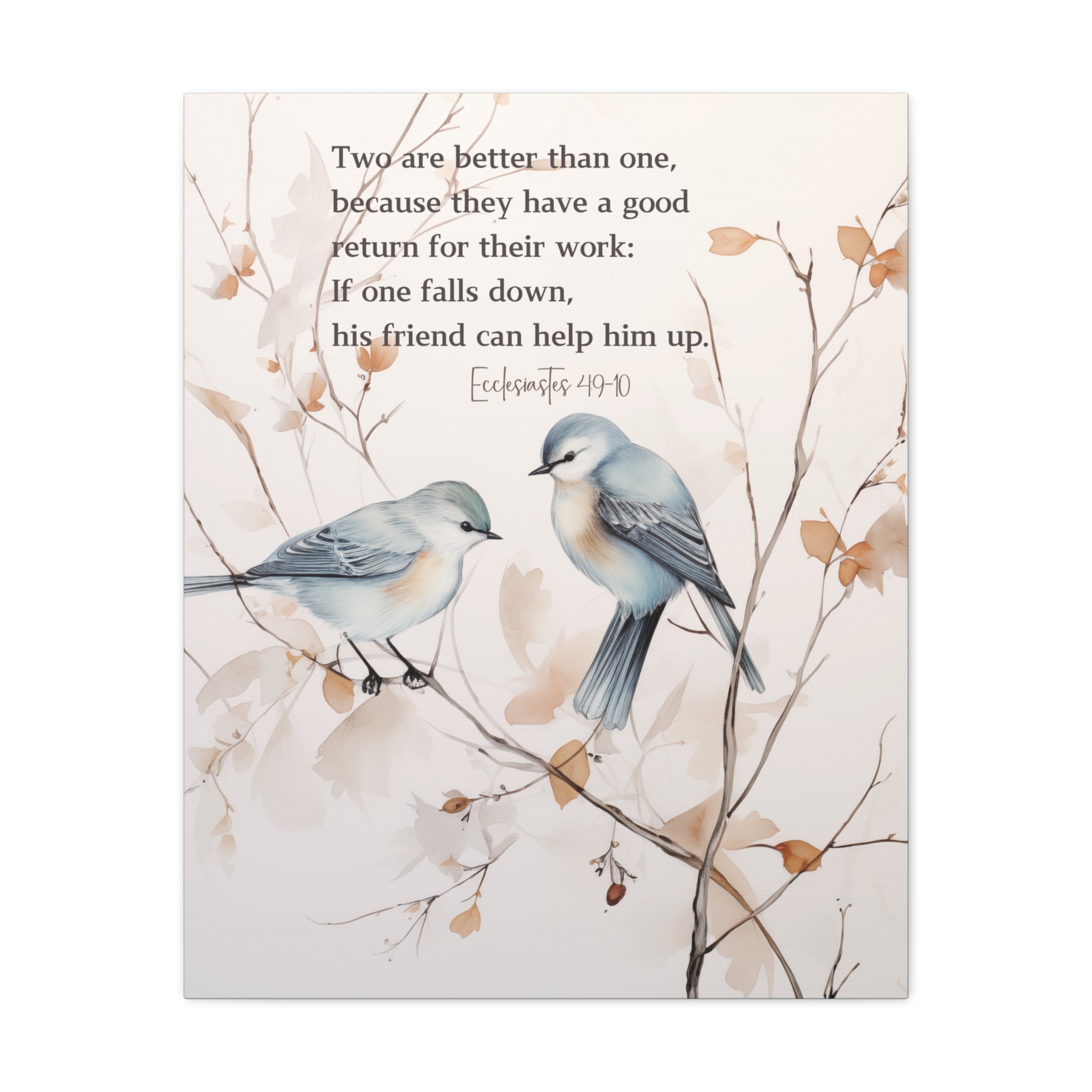 Elegant Canvas Art with Bible Verse: Two Birds on a Branch