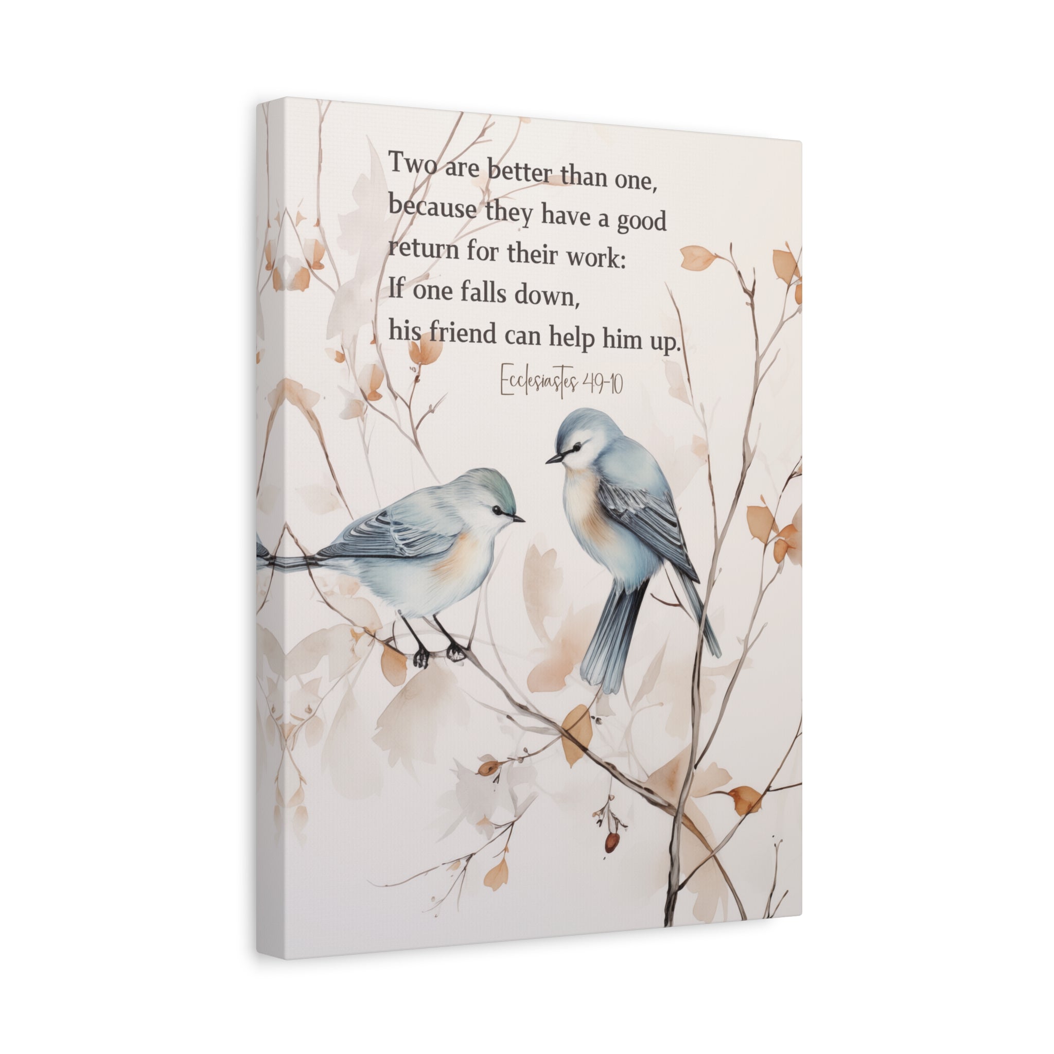 Elegant Canvas Art with Bible Verse: Two Birds on a Branch