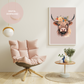 Floral Crowned Bull - Artful Watercolor Wall Collage Poster