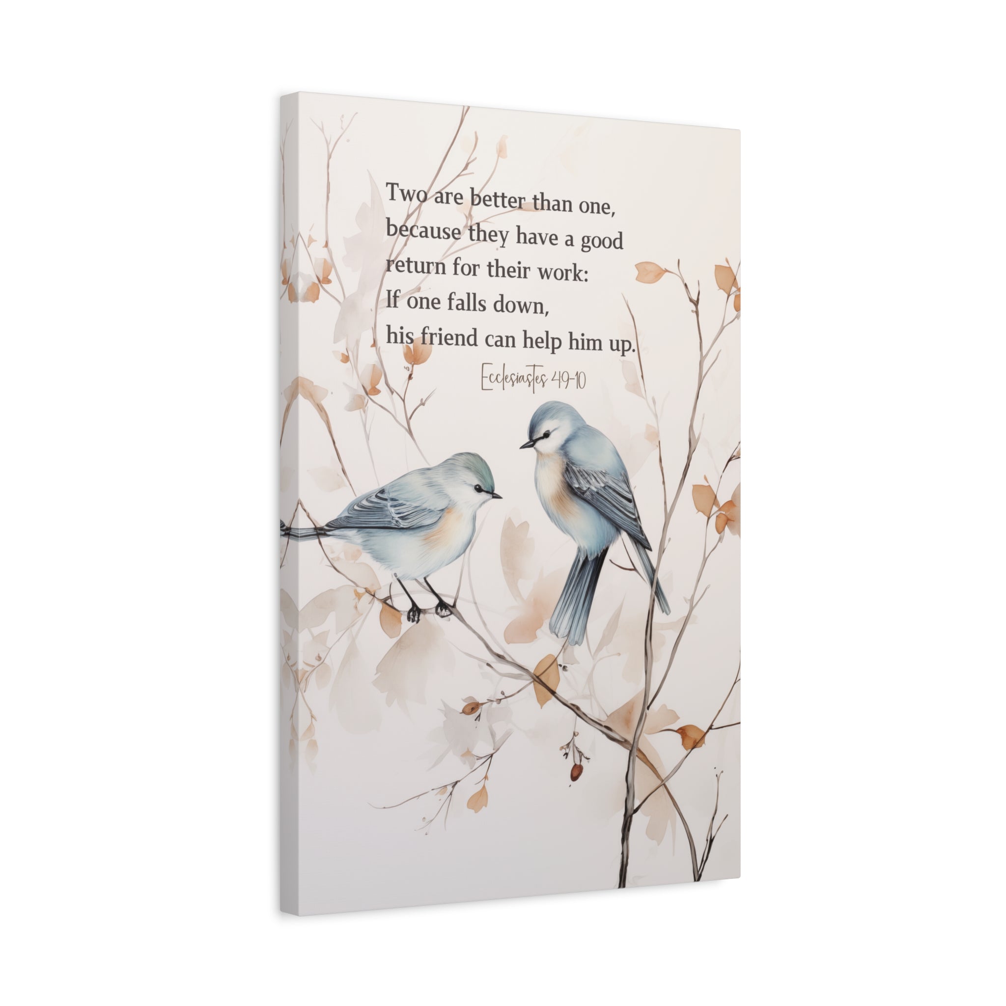 Elegant Canvas Art with Bible Verse: Two Birds on a Branch