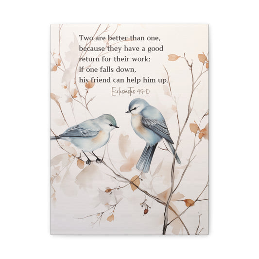 Elegant Canvas Art with Bible Verse: Two Birds on a Branch