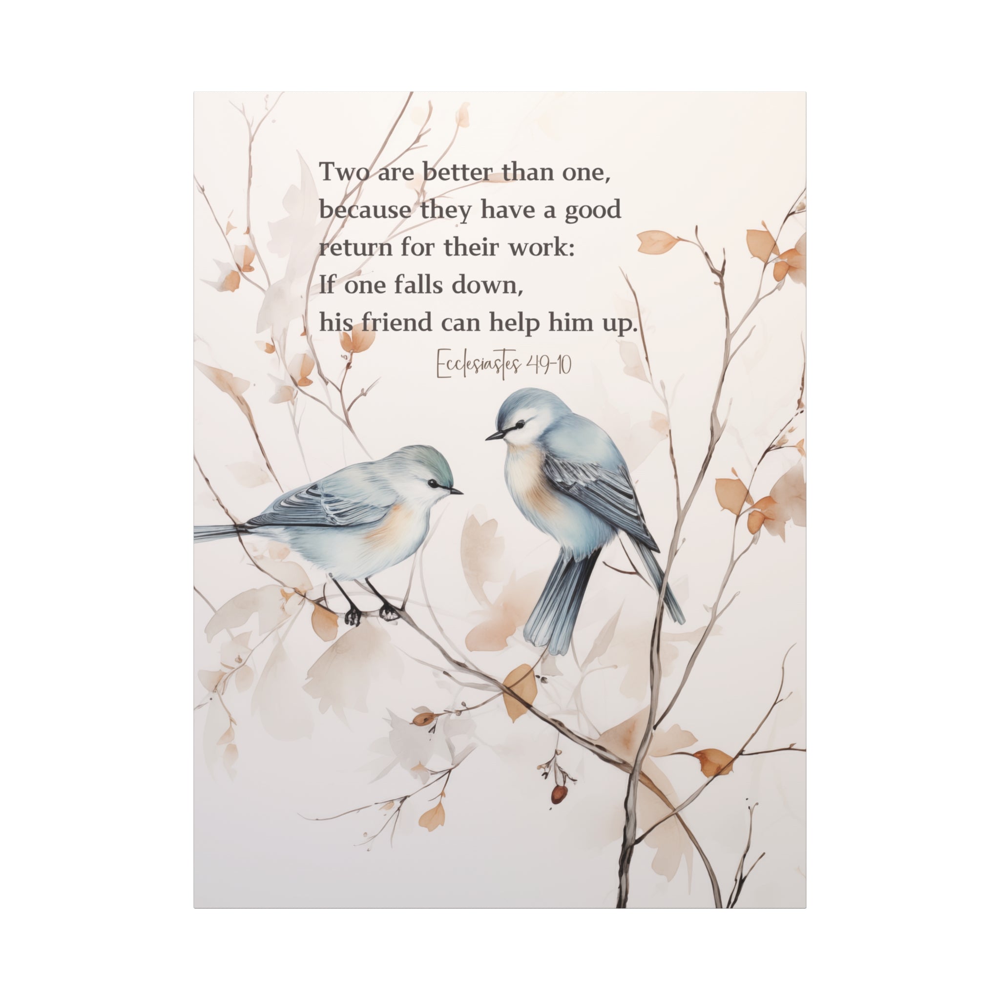 Elegant Canvas Art with Bible Verse: Two Birds on a Branch