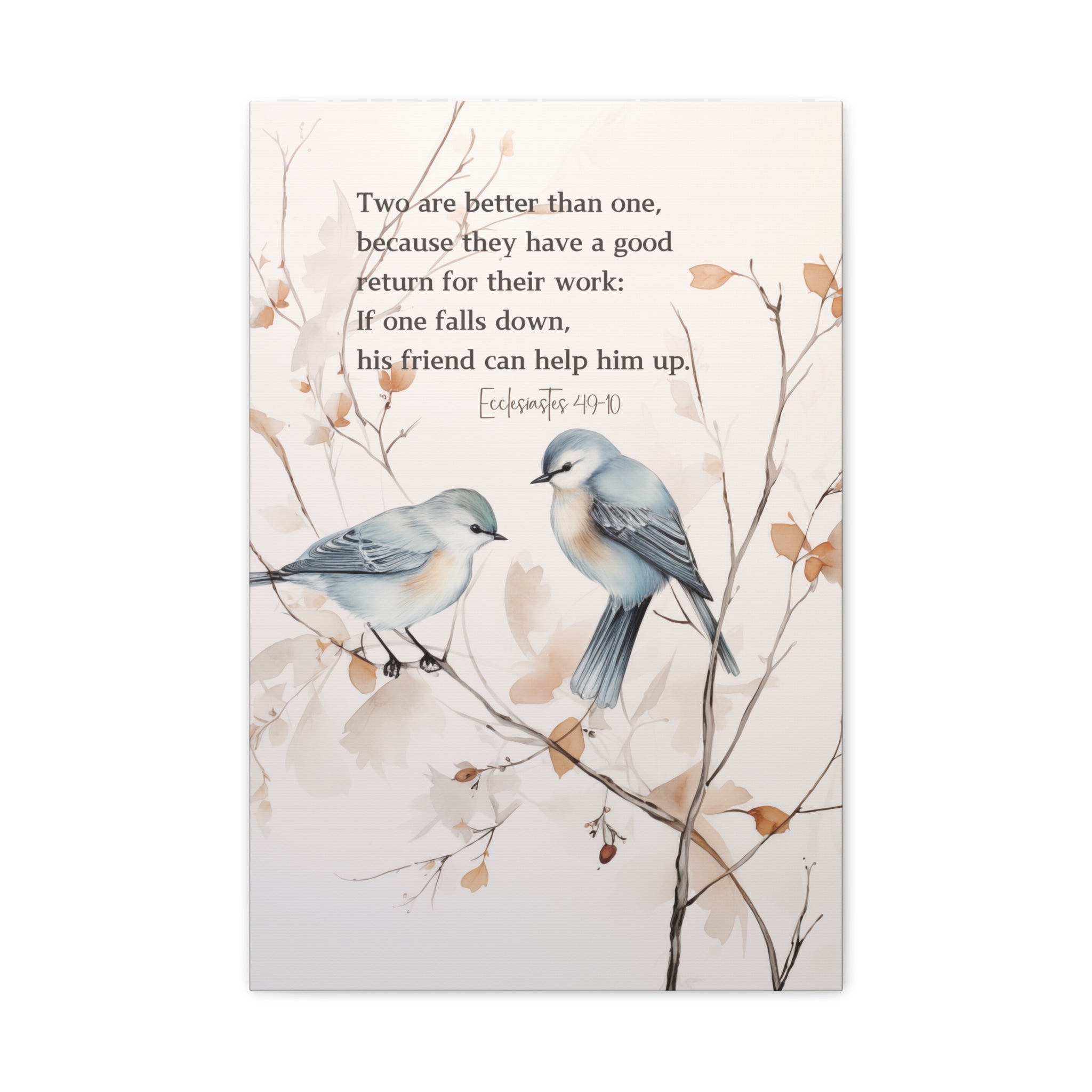 Elegant Canvas Art with Bible Verse: Two Birds on a Branch