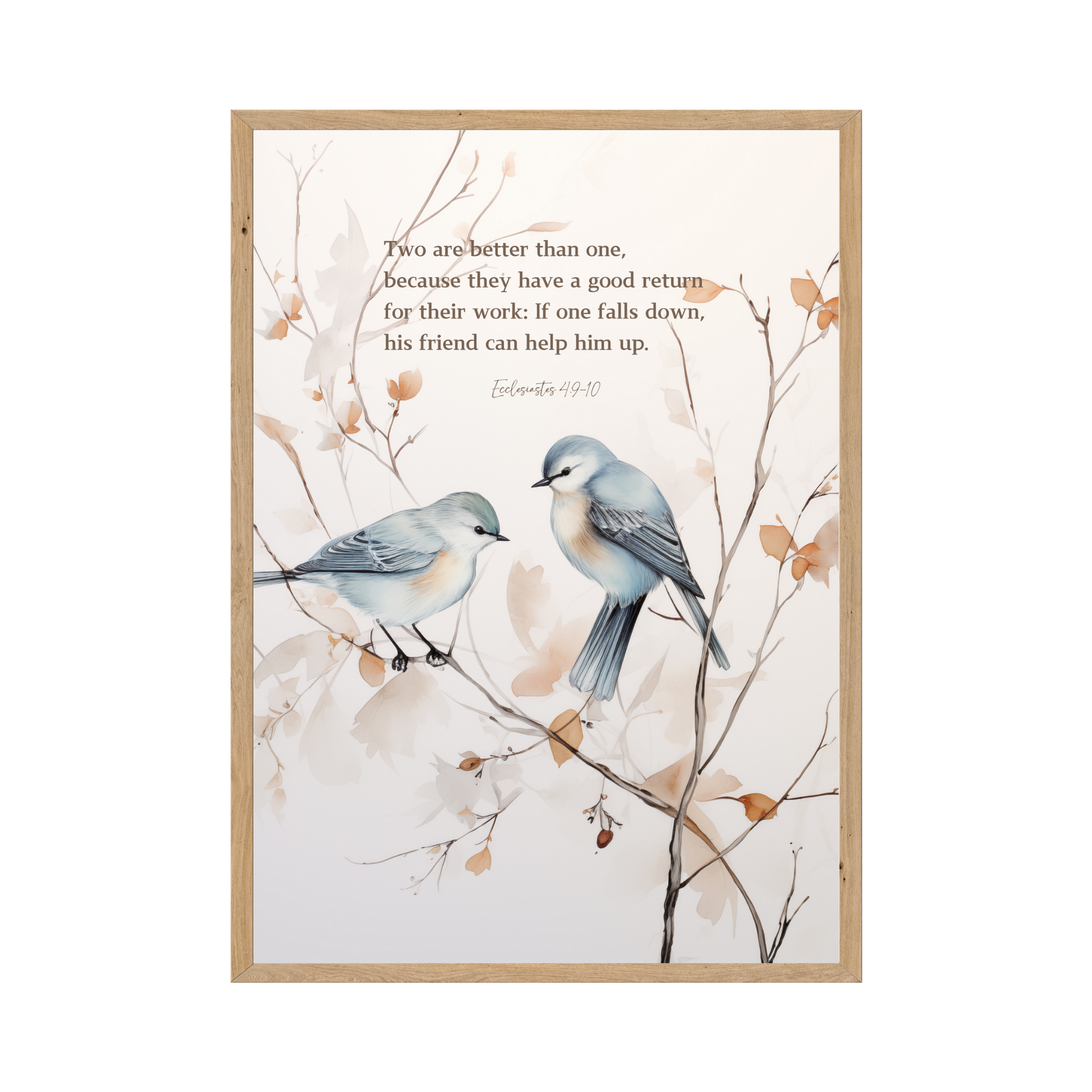 Ecclesiastes 4:9-10 - Two are better than one. Bluebirds in nature background.