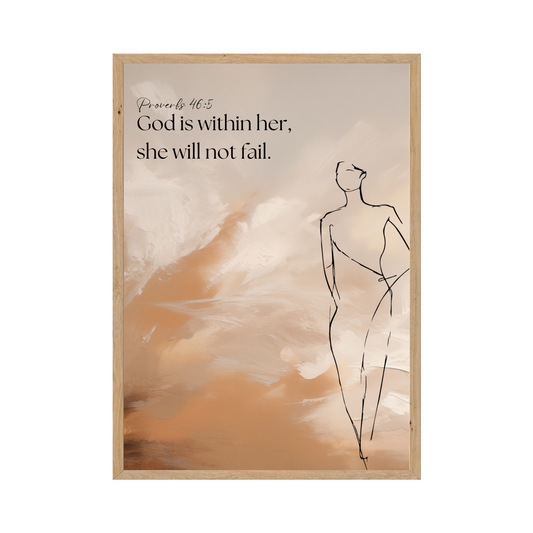 Proverbs 46:5 - God is within her, she will not fail. Modern abstract design.