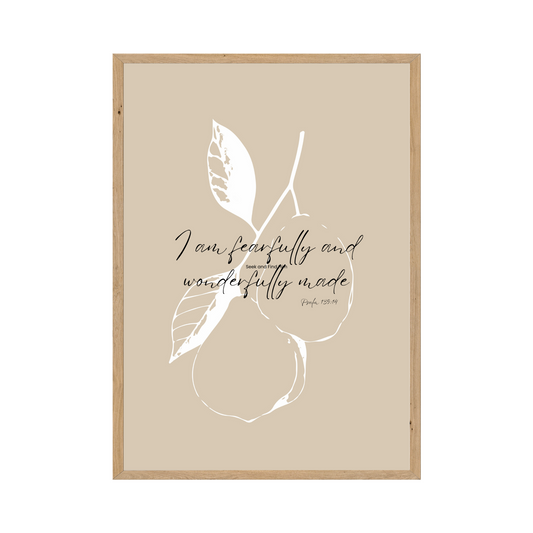 Psalm 139:14 - Fearfully and wonderfully made. Minimalist fruit design.