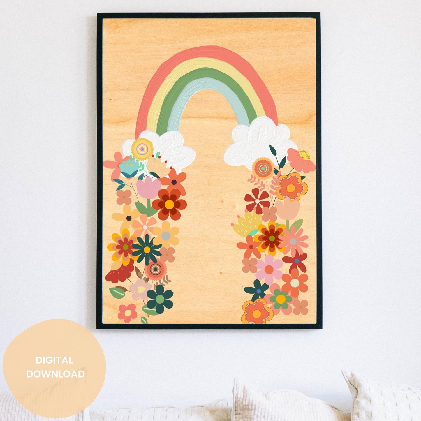Floral Rainbow Blast - Retro College Life Art | Dorm Room Poster