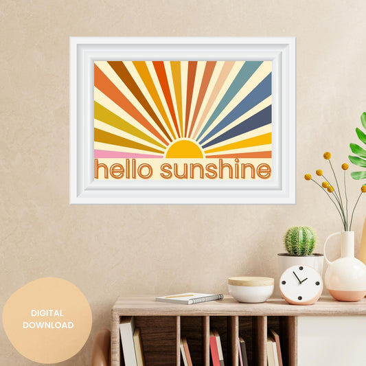 Hello Sunshine Rays - Retro College Life Art | Dorm Room Poster