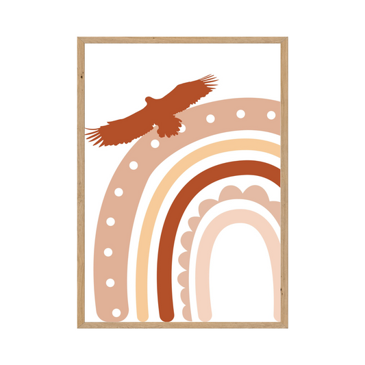 Rainbow with eagle art bedroom wall decor - Printable