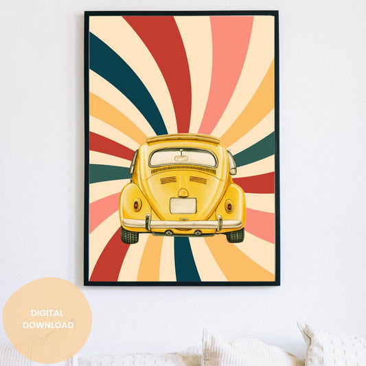 Spiral Beetle Joyride - Retro College Life Art | Dorm Room Poster