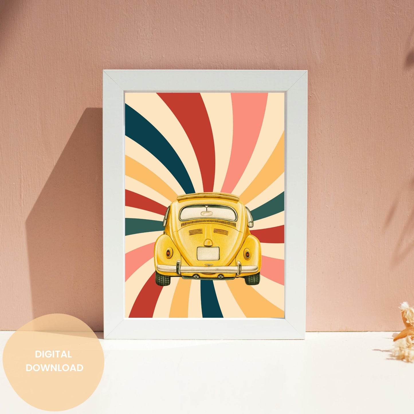 Spiral Beetle Joyride - Retro College Life Art | Dorm Room Poster